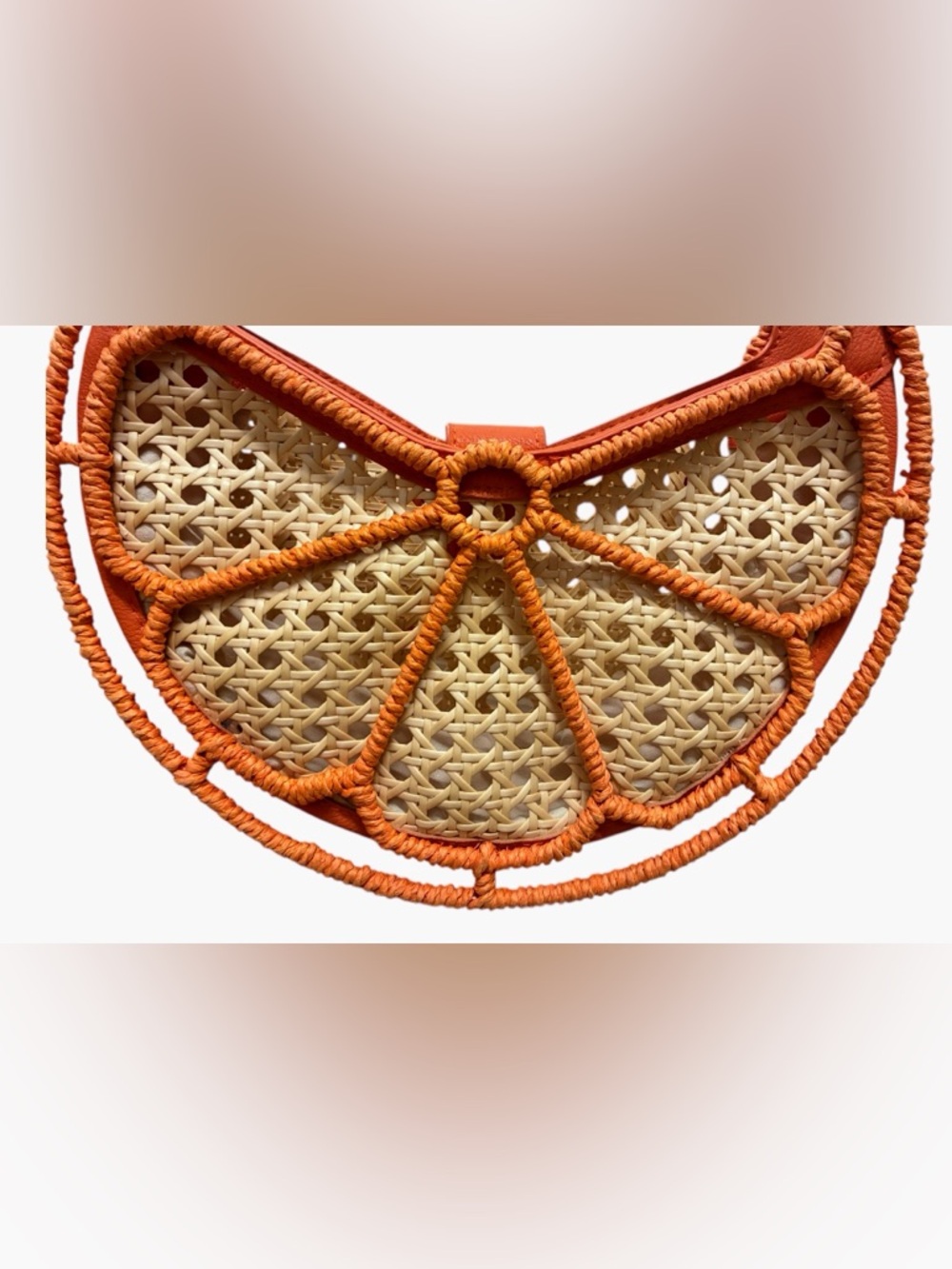 Vintage Orange Citrus Slice Wicker Rattan Circular Novelty Bag - Picture 5 of 15